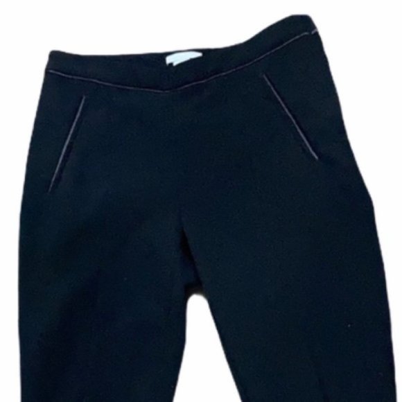 H&m Black Fitted Dress Pants with faux leather Trim & ankle zippers Size…​​​​ - Picture 4 of 12